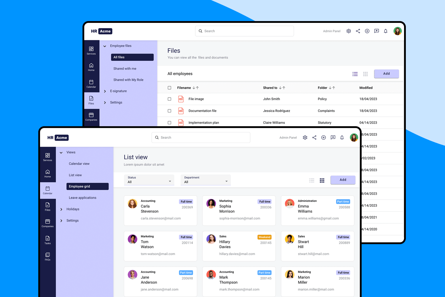 Angular HR website example from Justinmind