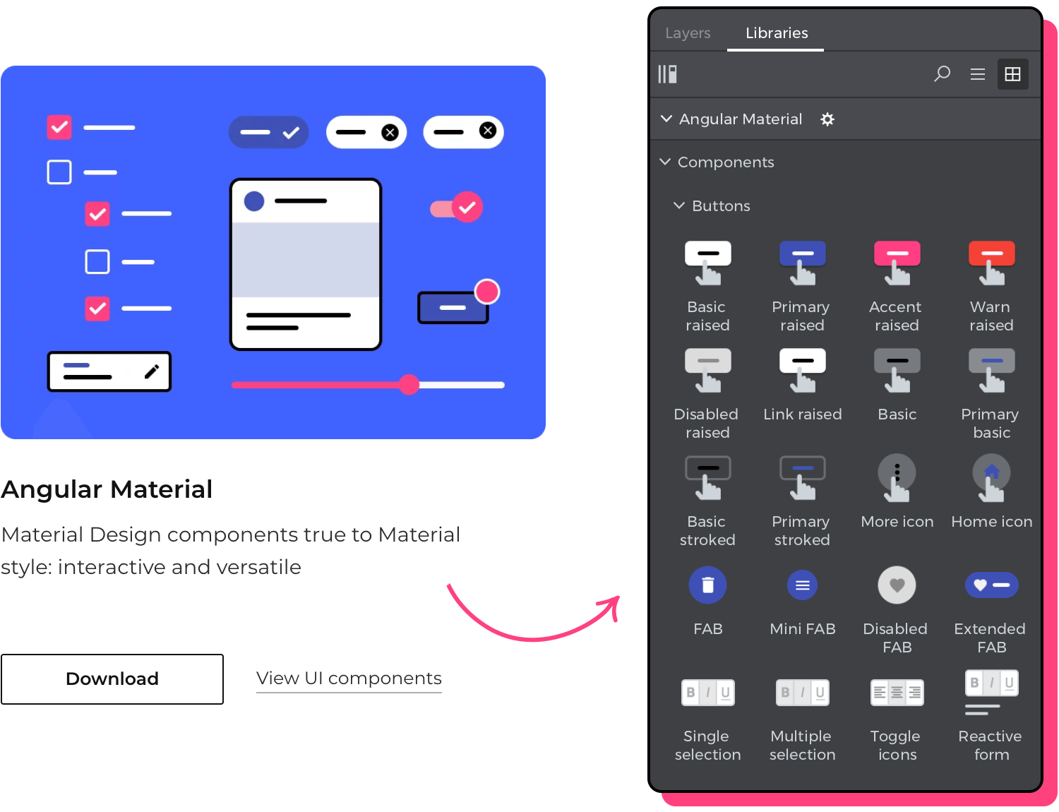 Justinmind's material UI components library quick view