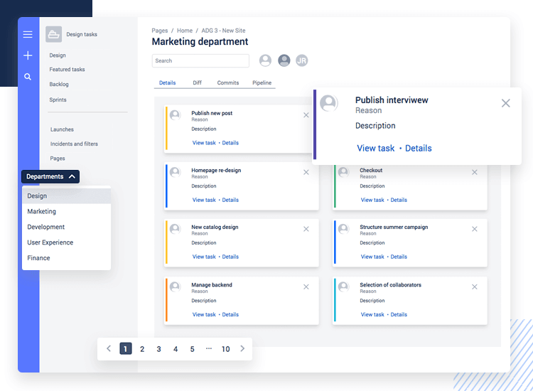 Atlaskit UI kit - project management UI example