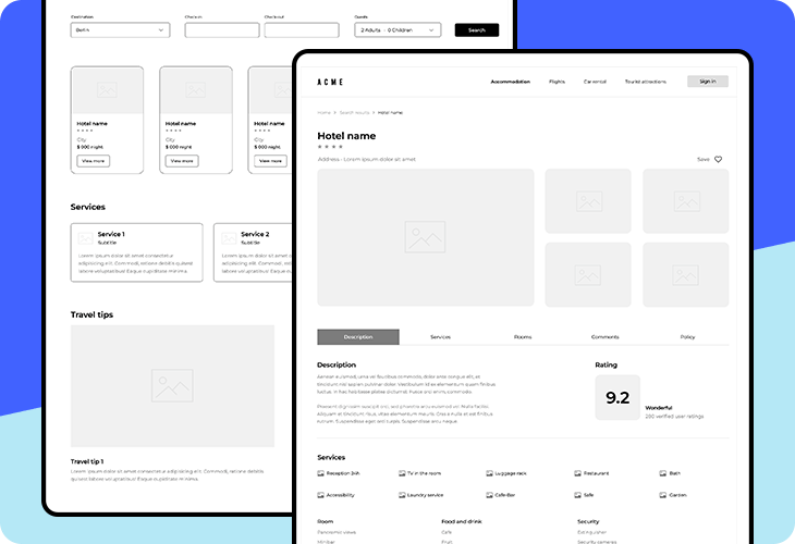 booking-wireframe-template