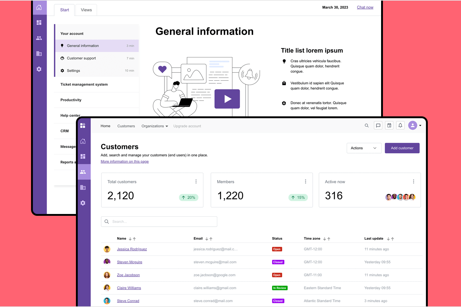 Bootstrap helpdesk website example from Justinmind