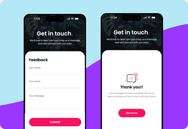 Creative mobile contact form template