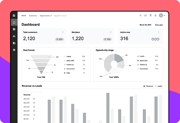 Dashboard wireframe template