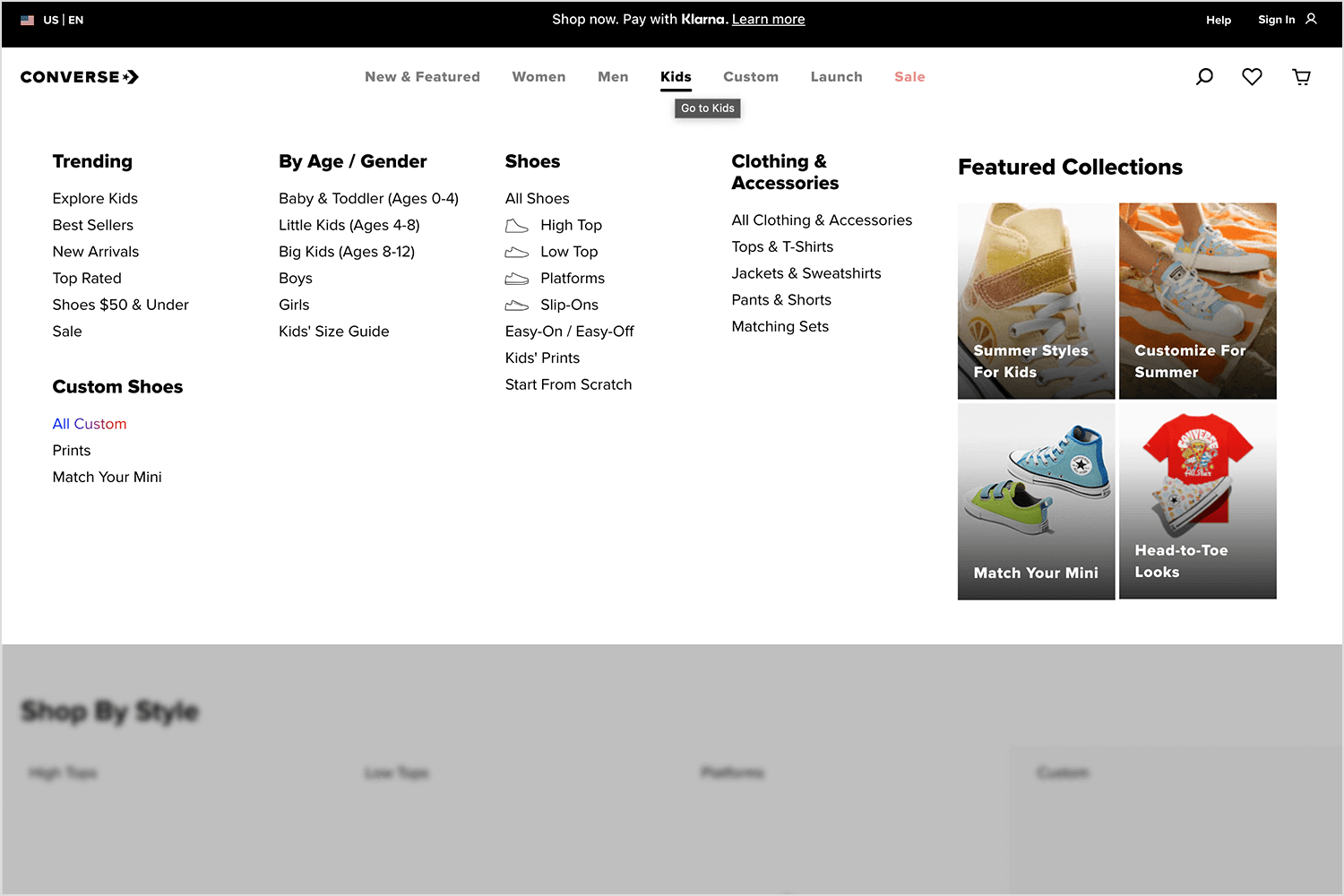 drop down menu design example converse