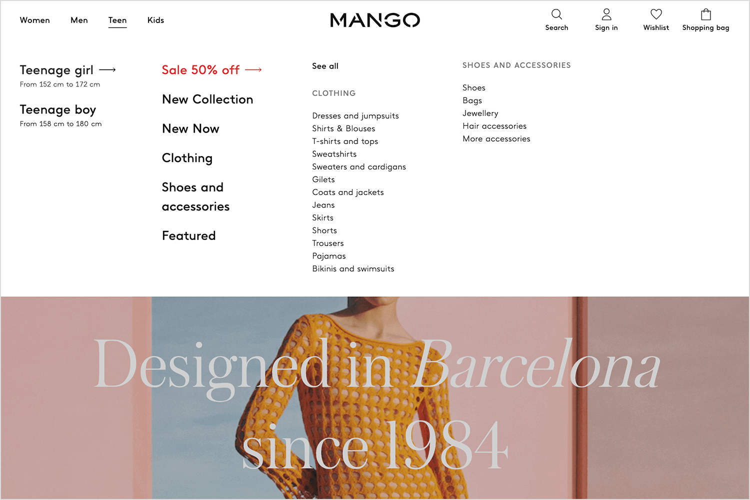 example of navigation dropdown design