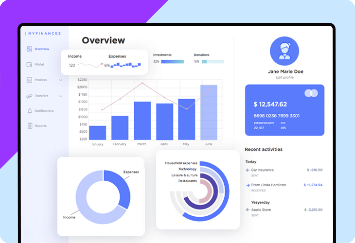 Prototype example - web finance dashboard