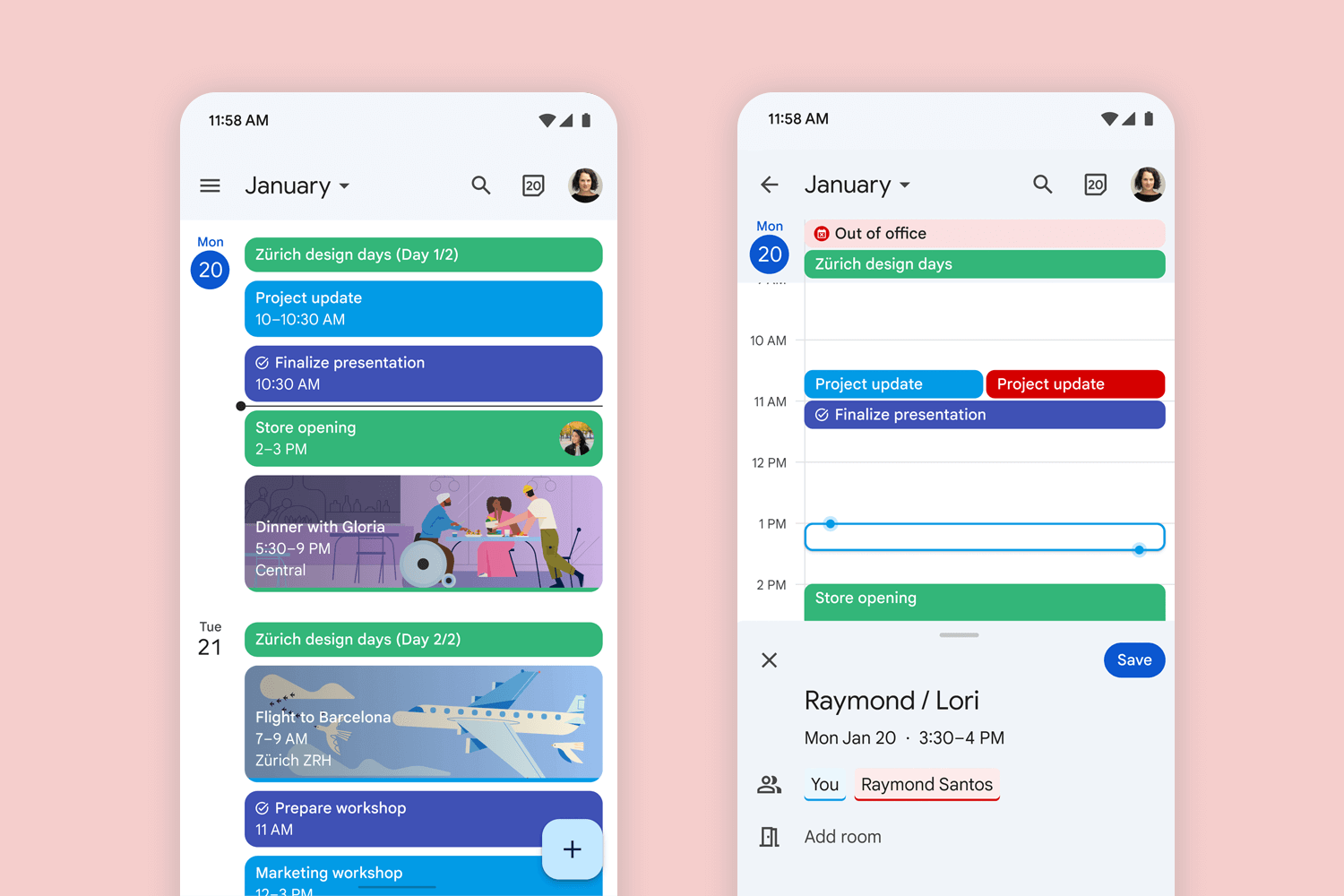 Google Calendar app showing color-coded events, daily agenda, and seamless navigation features