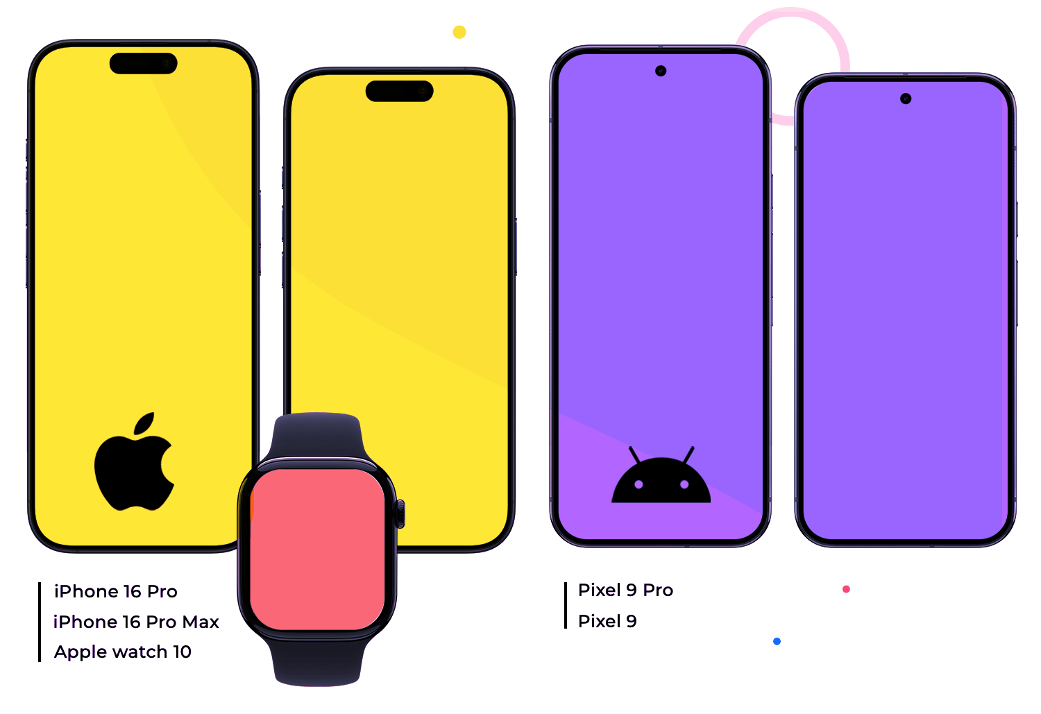 iPhone 16, Pixel 9, and Apple Watch templates