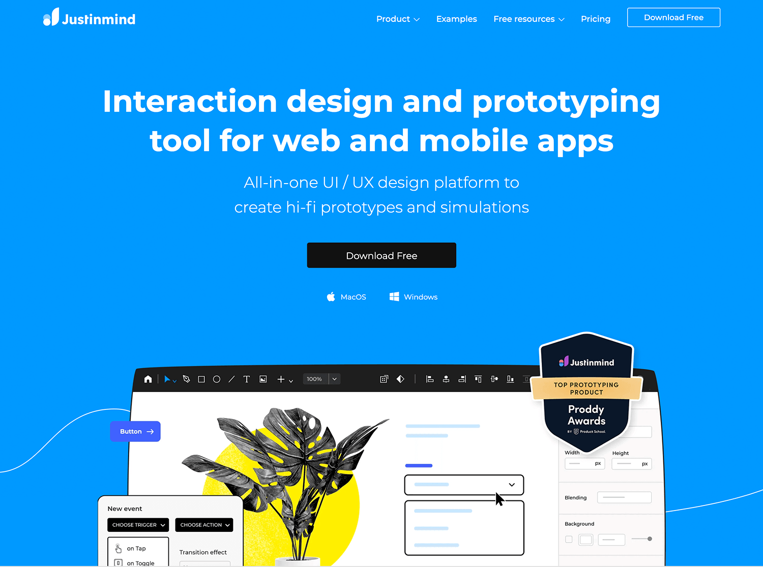 Justinmind UI/UX design tool for web and mobile prototyping, a powerful Sketch alternative