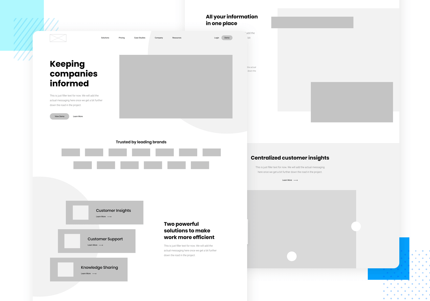 Example of a low fidelity business website outline