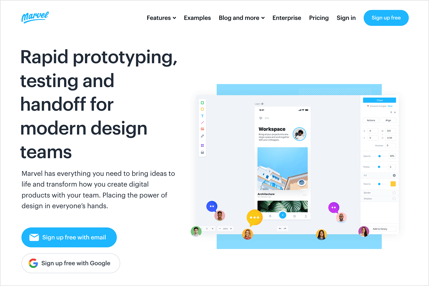 Marvel tool for UX and UI design, offering rapid prototyping and seamless team collaboration