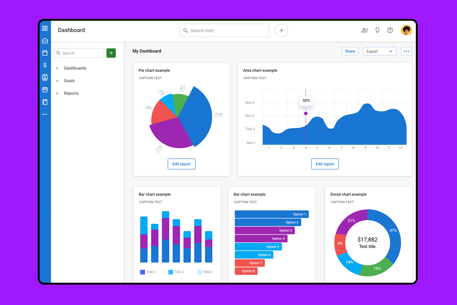 MUI CRM web app example from Justinmind