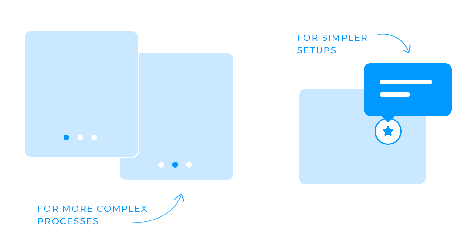 Onboarding guidance for complex vs simple setups