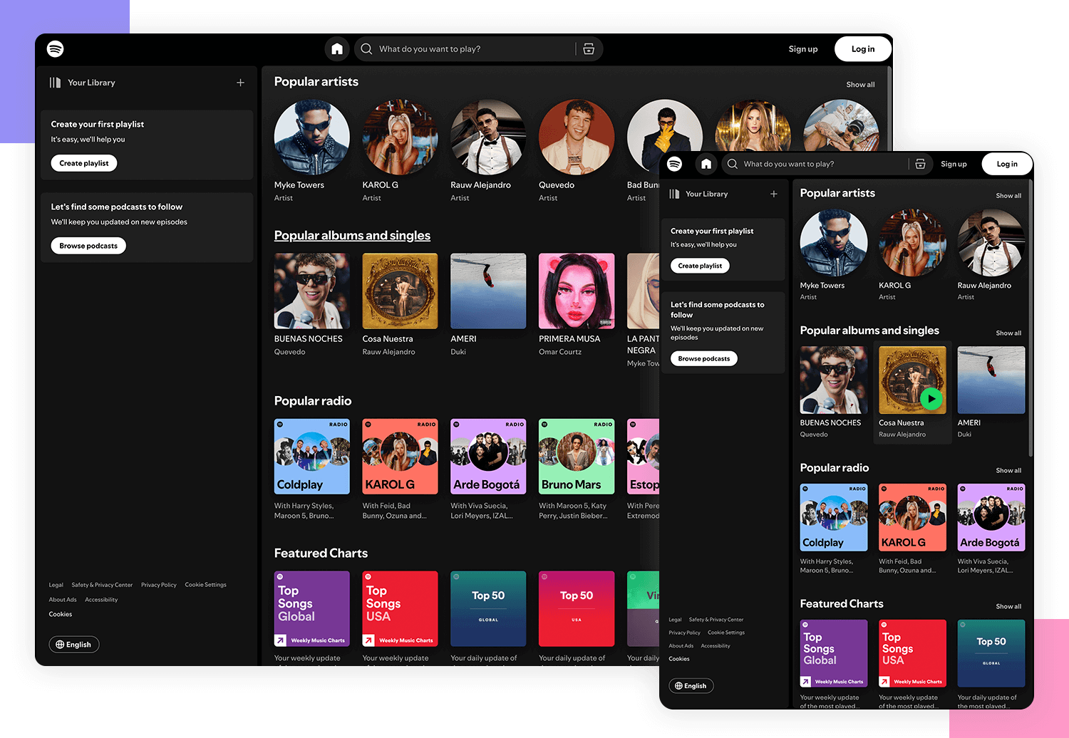 responsive website examples spotify