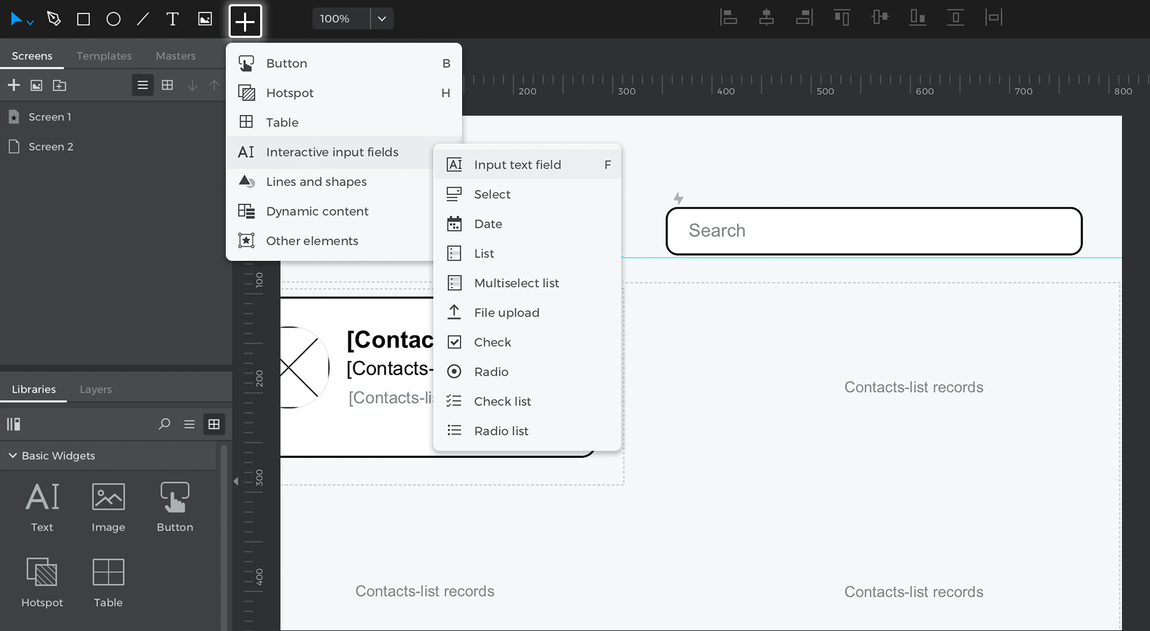 searchable list data grid