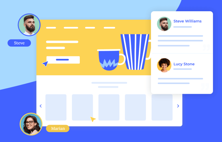 Interactive UI/UX design interface with user avatars and product showcase for Sketch alternatives.