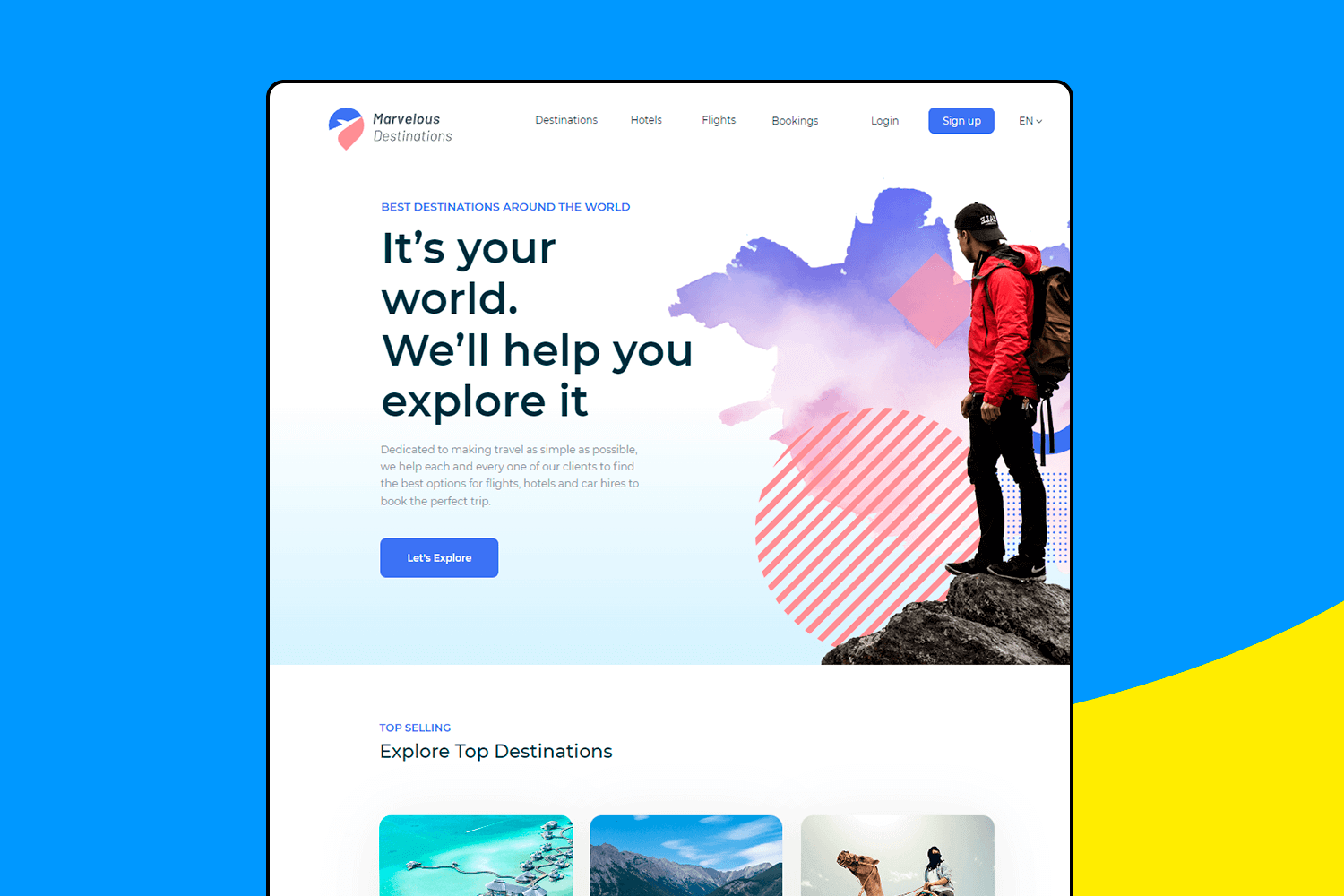 UI design example of a travel agency website with clear layout and engaging visuals for easy travel planning