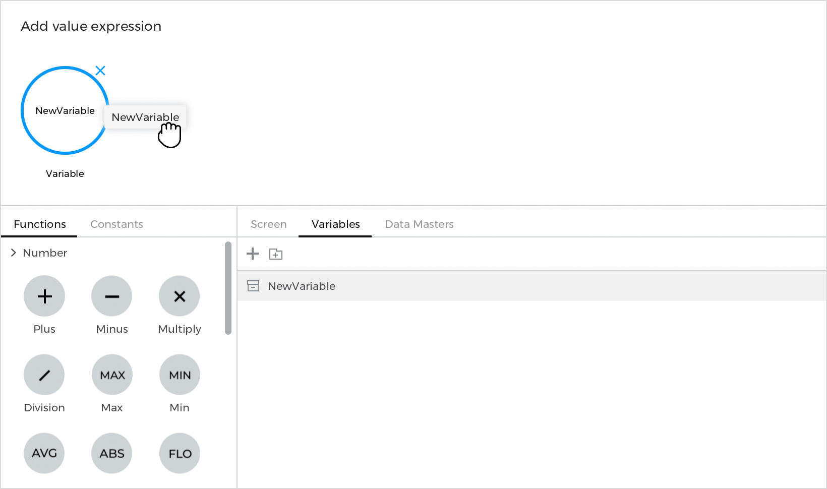 Variables from tab in the expression