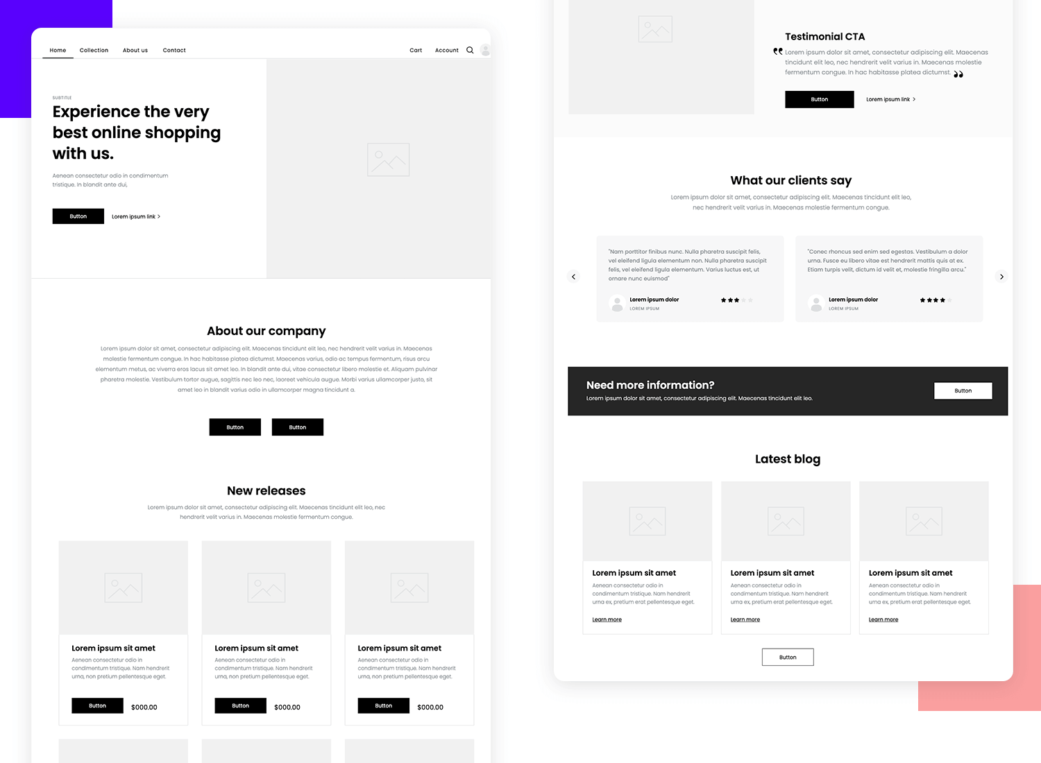 website wireframe examples webshop